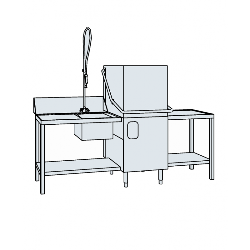 Table d'entrée ou de sortie pour lave-vaisselles à capot, l=1000 mm
