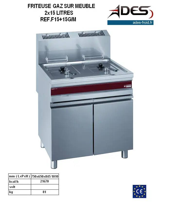 Friteuse gaz f15 15g m