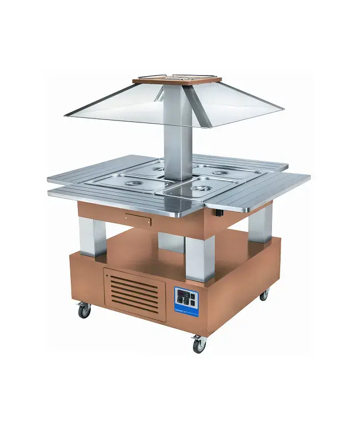 Ilot buffet bain marie bois clair ema