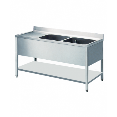 Plonge inox 2 bacs demontable egouttoir a gauche 4193