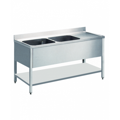 Plonge inox demontable 2 cuves egouttoir a droite 4192