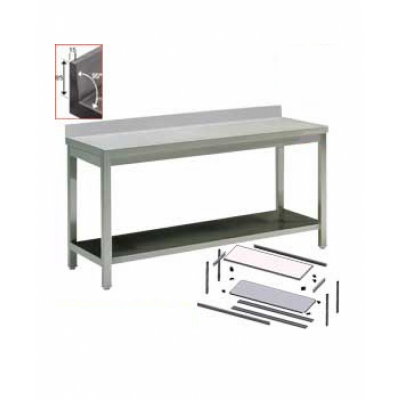 Table inox adossee demontable avec etagere 3999