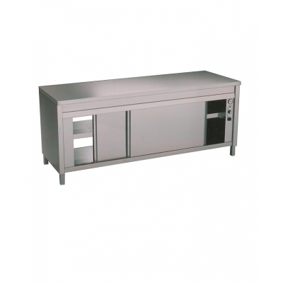 Table inox sur armoire chauffante traversante largeur 12002000mm 3052